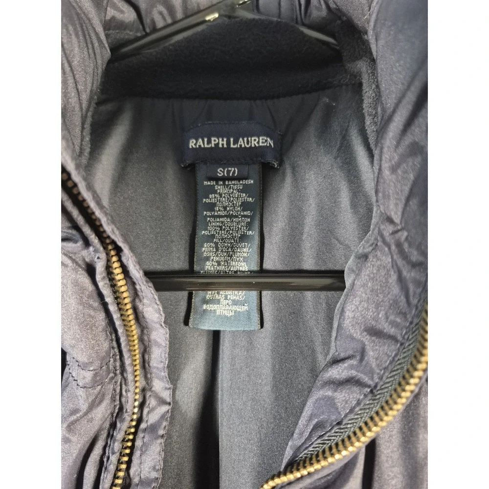 Ralph Lauren Youth Size 7 Goose Down Puffer Vest Navy Blue